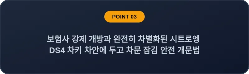 보험사 강제 개방과 완전히 차별화된 시트로엥 DS4 차키 차안에 두고 차문 잠김 안전 개문법