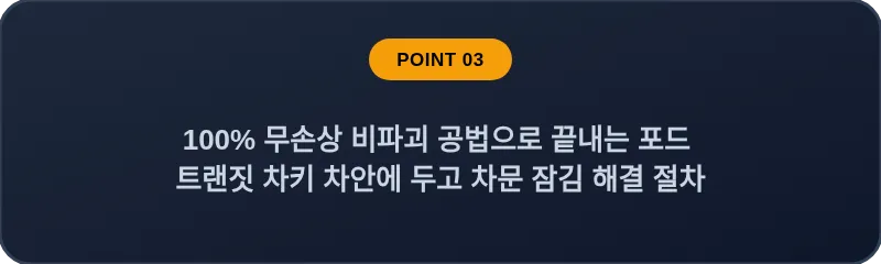 100% 무손상 비파괴 공법으로 끝내는 포드 트랜짓 차키 차안에 두고 차문 잠김 해결 절차