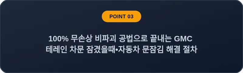 100% 무손상 비파괴 공법으로 끝내는 GMC 테레인 차문 잠겼을때 자동차 문잠김 해결 절차