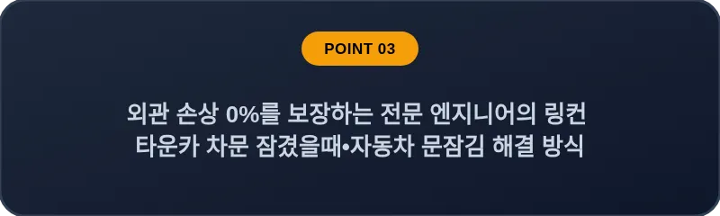 외관 손상 0%를 보장하는 전문 엔지니어의 링컨 타운카 차문 잠겼을때•자동차 문잠김 해결 방식