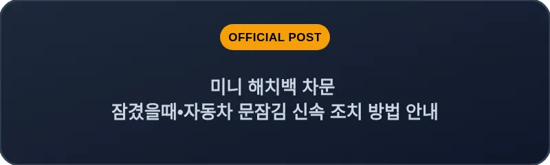 미니 해치백 차문 잠겼을때•자동차 문잠김 신속 조치 방법 안내