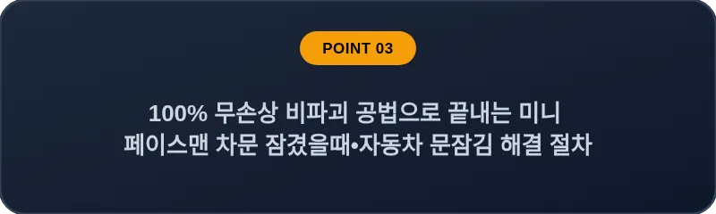 100% 무손상 비파괴 공법으로 끝내는 미니 페이스맨 차문 잠겼을때•자동차 문잠김 해결 절차
